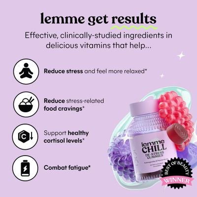 Lemme Chill Stress Relief Gummies with 300mg KSM-66 Ashwagandha, Lemon Balm, Passionflower &amp; Goji to Support Relaxation, Healthy Cortisol &amp; Sleep - Vegan, Gluten-Free, Non-GMO, Mixed Berry (60 Count)