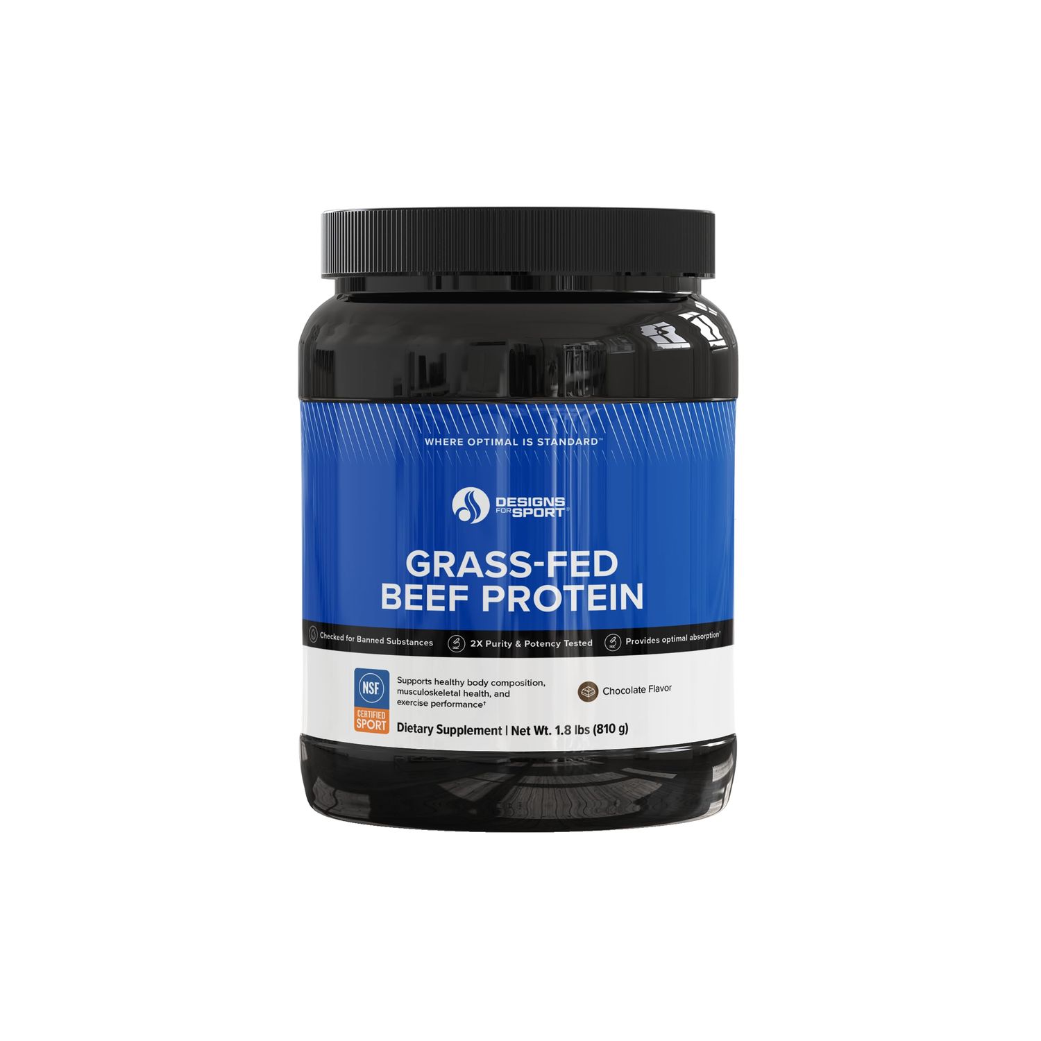 Designs for Sport Beef Protein Powder - NSF Certified for Sport Hydrolyzed Protein - Highly Absorbable with Amino Acids, Collagen Precursors - Bone Broth Protein for Athletes (Chocolate, 30 Servings)