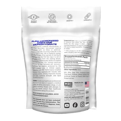 MRI Performance Creatine Monohydrate Powder 5g,100% Pure Micronized Creatine Supplement, Muscle Growth & Recovery, Build Muscle, Increase Strength, Performance, Endurance, 300g, 60 Serv, Unflavored