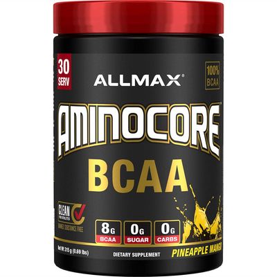 ALLMAX Nutrition AMINOCORE BCAA Powder, 8.18 Grams of Amino Acids, Intra and Post Workout Recovery Drink, Gluten Free, Pineapple Mango, 315 g