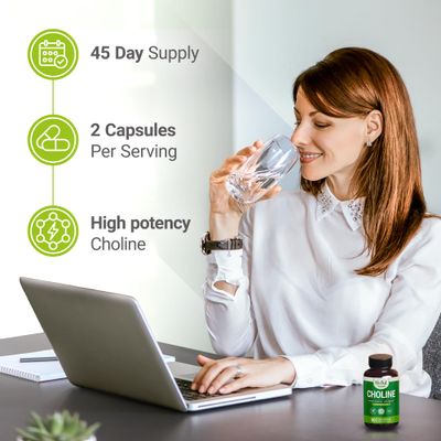 Nested Naturals Choline Bitartrate 500mg - High Potency Choline Supplements - Supports Cognitive Performance &amp; Liver Function - 100% Vegan &amp; Non-GMO Choline - 90 Vegan Capsules
