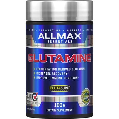 ALLMAX Essentials GLUTAMINE - 100 g Powder - Fermentation-Derived Glutamine - Increases Recovery &amp; Supports Immune System - Gluten Free &amp; Vegan - 20 Servings