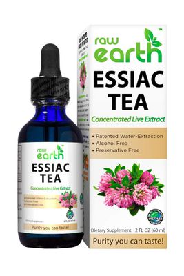 Raw Earth ESSIAC Tea Extract - 8 Organic Herbs &amp; Sheep Sorrel Roots! - USA &amp; EU Grown Herbs - Made in the USA - Patented Process - Raw &amp; BioActive - Concentrated Live Extract -Alcohol FREE, Sugar FREE