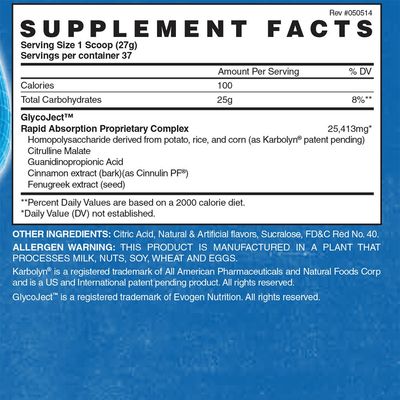 Evogen GlycoJect | Extreme Karbolyn Carbohydrate Powder | Cherry | 36 Servings