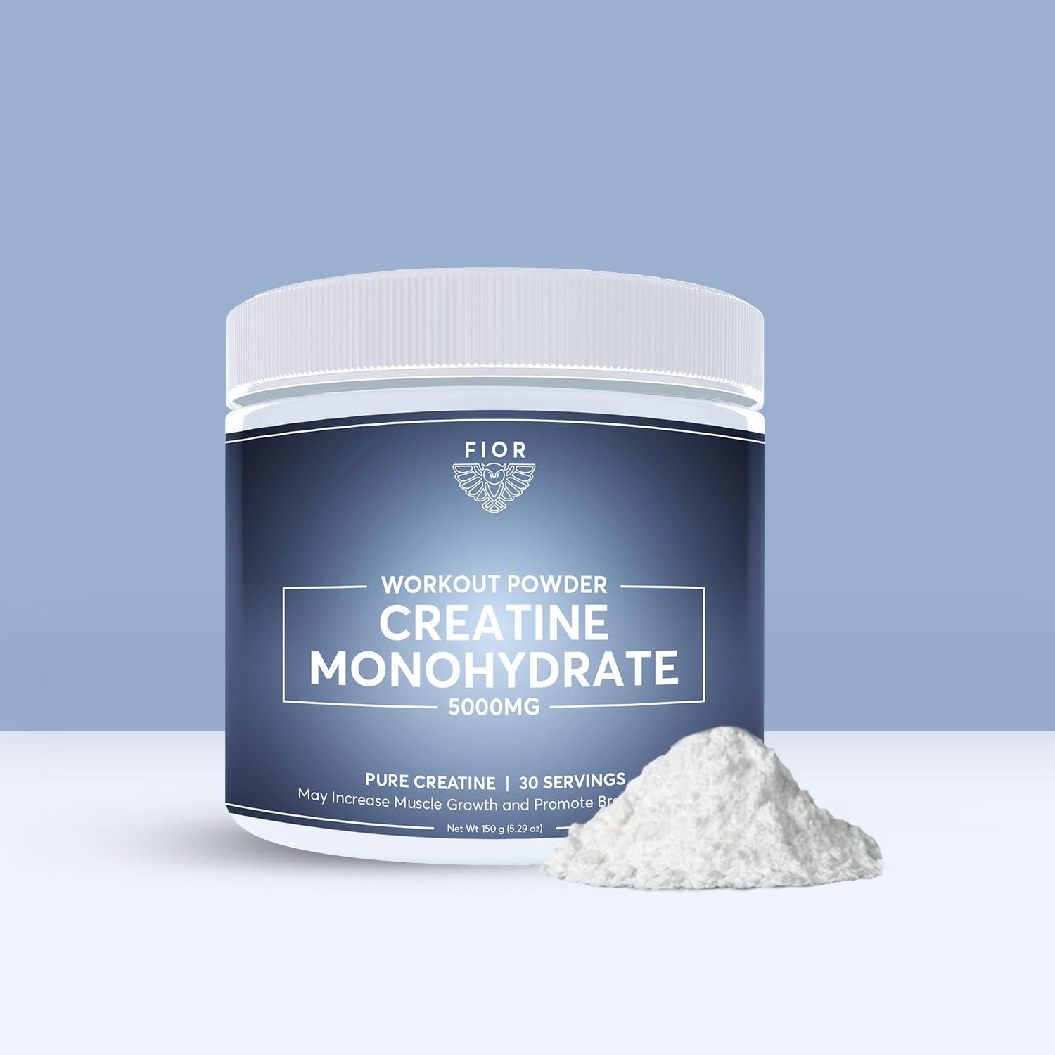 FIOR Pure Creatine Monohydrate Powder - Micronized Creatine for Men &amp; Women, Pure Non-GMO, Vegan &amp; Gluten Free Creatine Powder, 5 Grams per Serving, 30 Servings