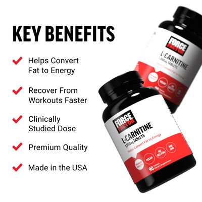FORCE FACTOR L-Carnitine Supplement, L Carnitine Tartrate 1000mg Capsules to Convert Fat Into Energy, Support Muscle Recovery, and Boost Exercise Performance, Vegan, Non-GMO, 90 Tablets