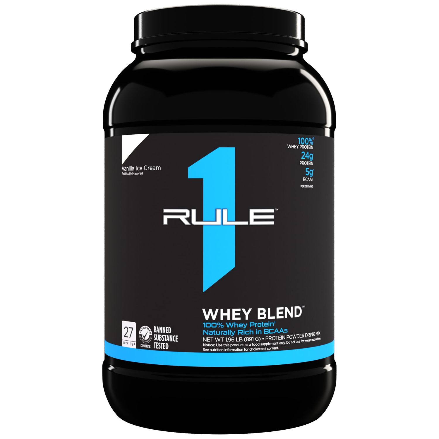 Rule One Proteins Whey Blend - Vanilla Ice Cream, 24g Fast-Acting Whey Protein Concentrates, Isolates, and Hydrolysates Per Serving, with Naturally Occurring EAAs and BCAAs, 2lbs
