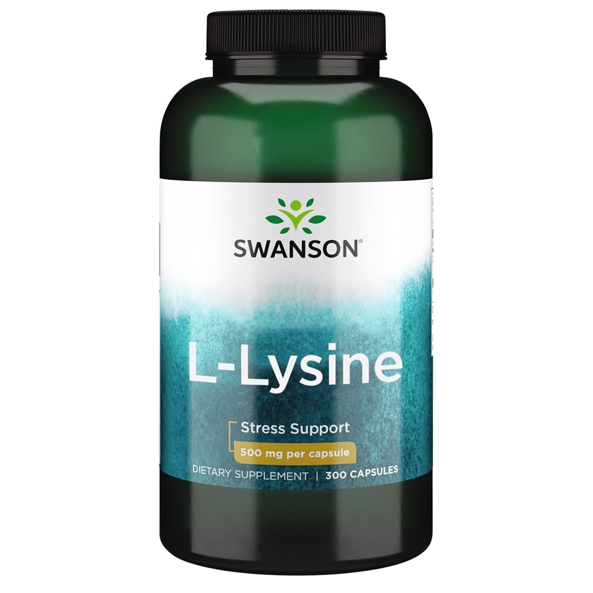 Swanson Free Form L-Lysine - Natural Supplement Promoting Stress Support &amp; Nervous System Health - May Promote Calm Mood &amp; Relaxation - (300 Capsules, 500mg Each)