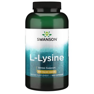 Swanson Free Form L-Lysine - Natural Supplement Promoting Stress Support &amp; Nervous System Health - May Promote Calm Mood &amp; Relaxation - (300 Capsules, 500mg Each)