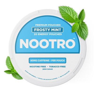 Nootro Energy Pouches | Caffeine Pouches | Nootropics | 40 mg Natural Caffeine | Vitamin B6 | Magnesium | Sugar Free | Nicotine Free | Tobacco Free | 20 Pouches Per Can | 1 Pack