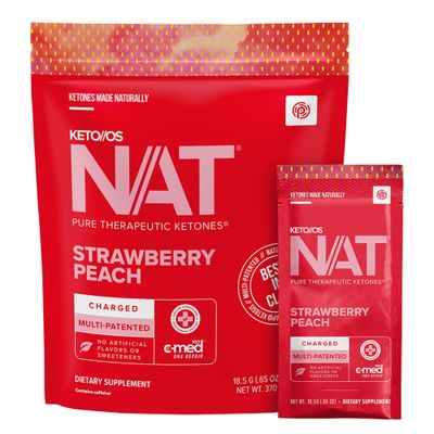 PRVIT Keto//OS NAT Strawberry Peach Keto Supplements - Charged - Exogenous Ketones - BHB Salts Ketogenic Supplement for Workout Energy Boost for Men and Women (20 Count)