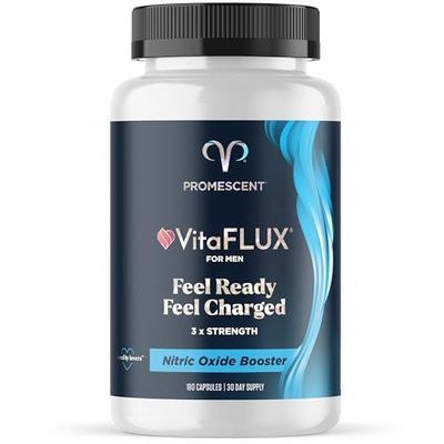 Promescent VitaFLUX Nitric Oxide Supplement, L Arginine l Quality Citrulline Supplements for Men, Supports Healthy Blood Flow, Nitric Oxide Booster Arginine Supplement, 180 Capsules