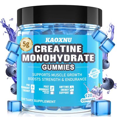 Creatine Monohydrate Gummies 5600mg for Men &amp; Women, 120 CT Chewable Creatine Monohydrate for Muscle Support, Energy Boost, 5.6g of Creatine Monohydrate per Serving - Sugar Free (Blueberry Flavor)