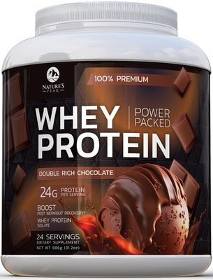 Premium 100% Whey Protein Powder 24g, Double Rich Chocolate, Advanced Isolate Protein for Muscle Gain, Recovery &amp; Immune System Support, No Added Sugar, For Shakes &amp; Chocolate Smoothies - 24 Servings