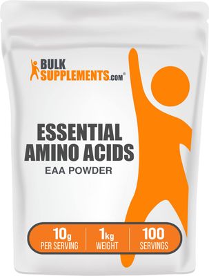 BulkSupplements.com Essential Amino Acids Powder - Essential Amino Acids Supplement, EAA Powder - Unflavored &amp; Gluten Free, 10g of EAAs Amino Acids per Serving, 1kg (2.2 lbs) (Pack of 1)