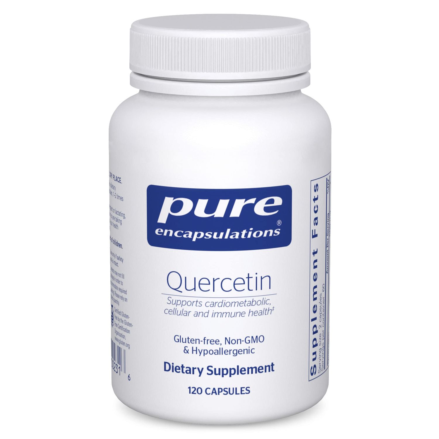 Pure Encapsulations Quercetin - 500 mg - Immune Support, Cellular Health &amp; Heart Health - Antioxidant Supplement - Gluten Free &amp; Non-GMO - 120 Capsules