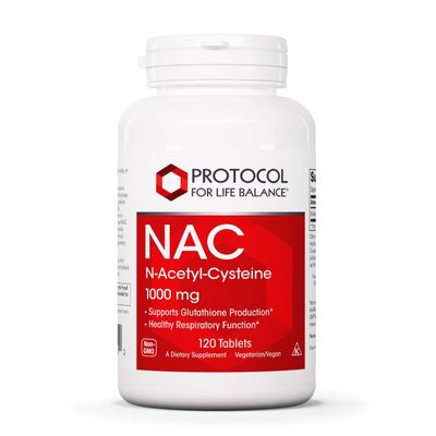 PROTOCOL FOR LIFE BALANCE NAC N-Acetyl Cysteine 1000mg - Glutathione Production &amp; Respiratory Function - 120 Tabs
