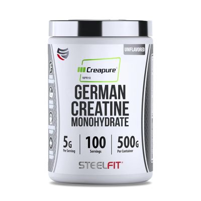SteelFit Pure Steel Creapure | German Creatine Monohydrate Powder | 100 Servings | Unflavored | Muscle Building Supplements for Men &amp; Women | Gluten Free &amp; Vegan Muscle Recovery