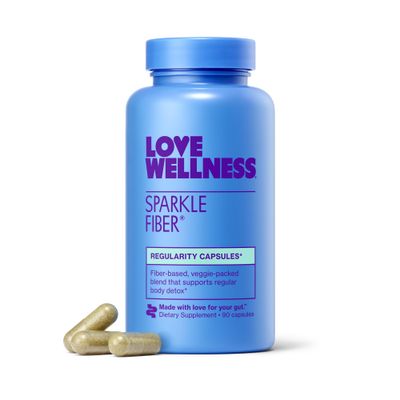 Love Wellness Sparkle Fiber | Fiber Supplement with Digestive Enzymes | Greens Superfood Powder &amp; Psyllium Husk Powder | Promotes Gut Health for Women | Regularity &amp; Bloating Relief | 90 Count