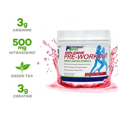 PERFORMANCE INSPIRED Nutrition Pre-Workout Powder - Contains Citrulline - Nitrosigine - Green Tea - All Natural - 1.49 lb - Tropical Fruit Punch