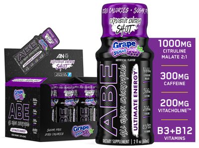 All Black Everything Energy Shots | 12 Pack | 300mg Caffeine | Grape Soda | Zero Sugar | Energy + Focus Supplement | Nootropic Blend for Gym or Work