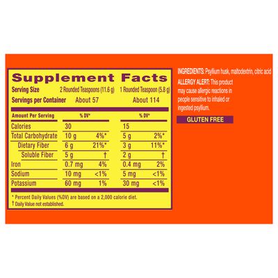 Metamucil Fiber, 4-in-1 Psyllium Fiber Supplement, Sugar Free Powder, Unflavored Drink, 114 Servings (Packaging May Vary)