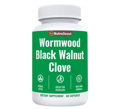 NutraScout Wormwood, Black Walnut &amp; Clove Complex | Whole Body Detox Cleanse | Lab Tested, USA Made, Non-GMO, Easy to Swallow | 60 Capsules