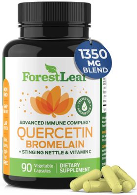 ForestLeaf Quercetin with Bromelain 1350mg - Blend with Vitamin C &amp; Stinging Nettle Supplement, Quercetin 500mg Capsules, Non-GMO Gluten Free, Natural Immune &amp; Respiratory Function, 90 Veggie Caps