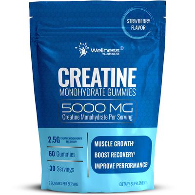 Creatine Gummies 5000mg, 30 Servings Creatine Monohydrate Gummies - Creatine for Women, Strawberry Flavor Creatine Gummies for Men, Muscle Growth, Strength, and Recovery, Vegan, Non-GMO, Gluten Free