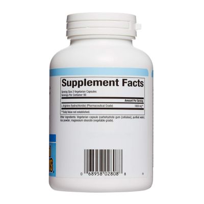 Natural Factors, L-Arginine 500 mg, Supports a Healthy Cardiovascular System, Heart and Muscle Metabolism, 180 capsules (180 servings)