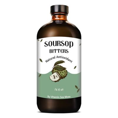 Vitamin Sea Moss Organic Soursop Bitters with Soursop Leaves, Detox Blend for Gut Health, Immune Support, Energy, with Black Seed, Sea Moss, Ashwagandha, Horny Goat Weed, Turmeric &amp; Ginger, 16 fl oz