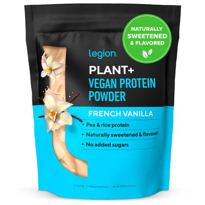 LEGION Plant+ Vegan Protein Powder, Vanilla - Rice and Pea, Plant Based Protein Blend. Gluten Free, GMO Free, Naturally Sweetened and Flavored, 20 Servings (Vanilla)