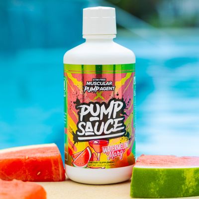 Pump Sauce Pre-Workout - 32 oz, Watermelon Marg, No Caffeine, Full Spectrum Liquid, Gluten Free, Vegan, Zero Sugar