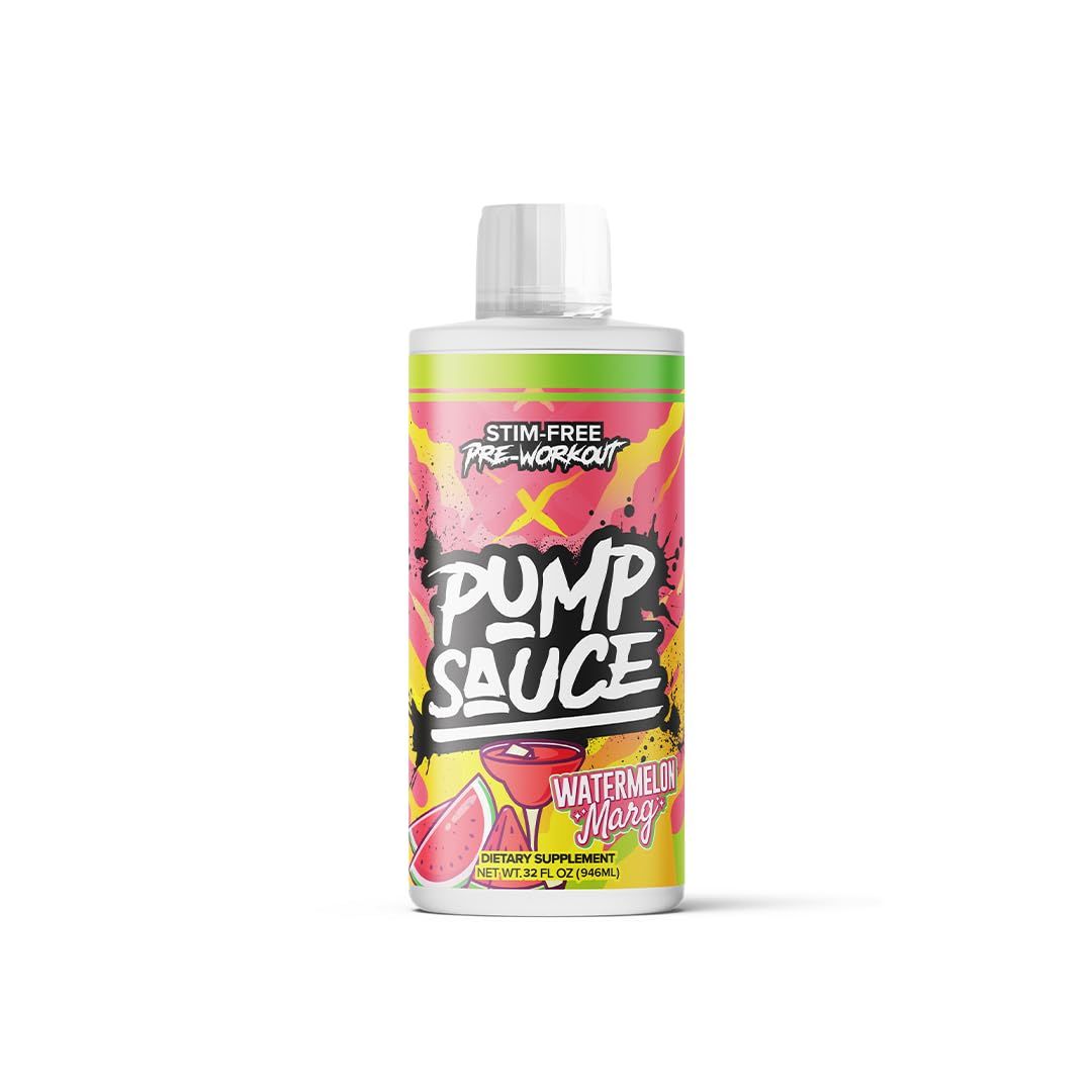 Pump Sauce Pre-Workout - 32 oz, Watermelon Marg, No Caffeine, Full Spectrum Liquid, Gluten Free, Vegan, Zero Sugar
