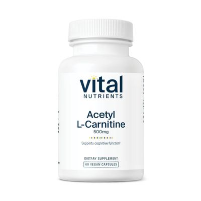 Vital Nutrients Acetyl L-Carnitine 500mg | Brain, Memory, and Cognitive Support Supplement* | Vegan | Gluten, Dairy, Soy Free | Non-GMO | 60 Capsules