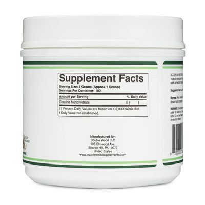 Creatine Monohydrate Powder 1.1lbs (100 Servings of 5 Grams Each - Third Party Tested Micronized Creatine Powder) (with Scoop)(Creatina Monohidratada) by Double Wood