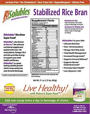 Stabilized Rice Bran Powder (Manna) 1.3 Lbs 600g As Seen with Patty On TV