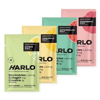 Harlo - Sample Pack Electrolyte Drink Mix with Added Bovine Collagen &amp; Creatine - Creatine Monohydrate Powder - Energy Drink Powder - Sugar Free Energy Drinks