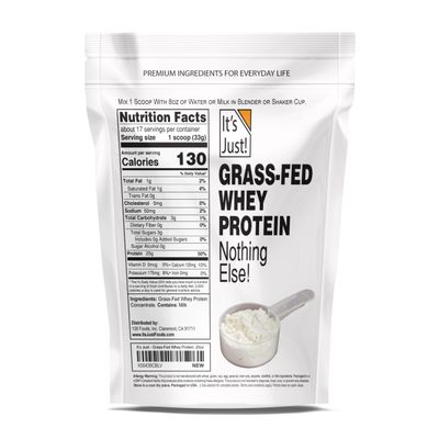 It's Just! - Whey Protein Concentrate, Ultra Premium Grass-Fed, Unflavored, Made in USA, rBGH/RBST Hormone Free, No Added Flavors or Artificial Sweeteners (Concentrate, 1.25 Pound)