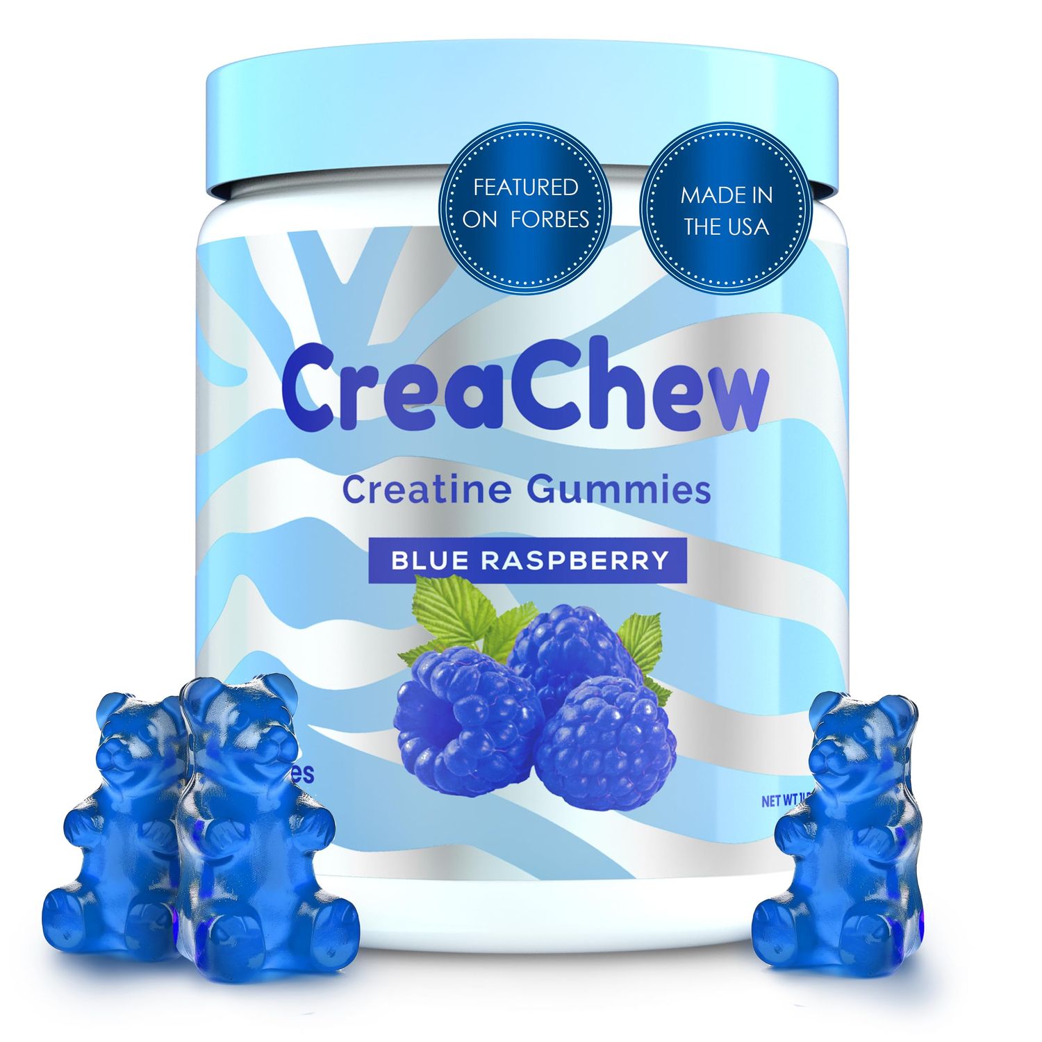 Enhanced Creatine Monohydrate Gummies with 5g, Creatine Monohydrate Gummies for Men and Women Vegan, Gluten-Free, Non-GMO, Blue Raspberry Flavor Creatine Monohydrate Gummies to Boost Focus, Energy