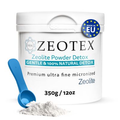 Zeotex - Zeolite Powder Full Body Detox, Zeolite Clinoptilolite Powder, Micronized Zeolite, Full Body Detox Cleanse, Zeolite Toxin Remover for Food and Juice Detox 350g Nano Zeolite Detox Powder