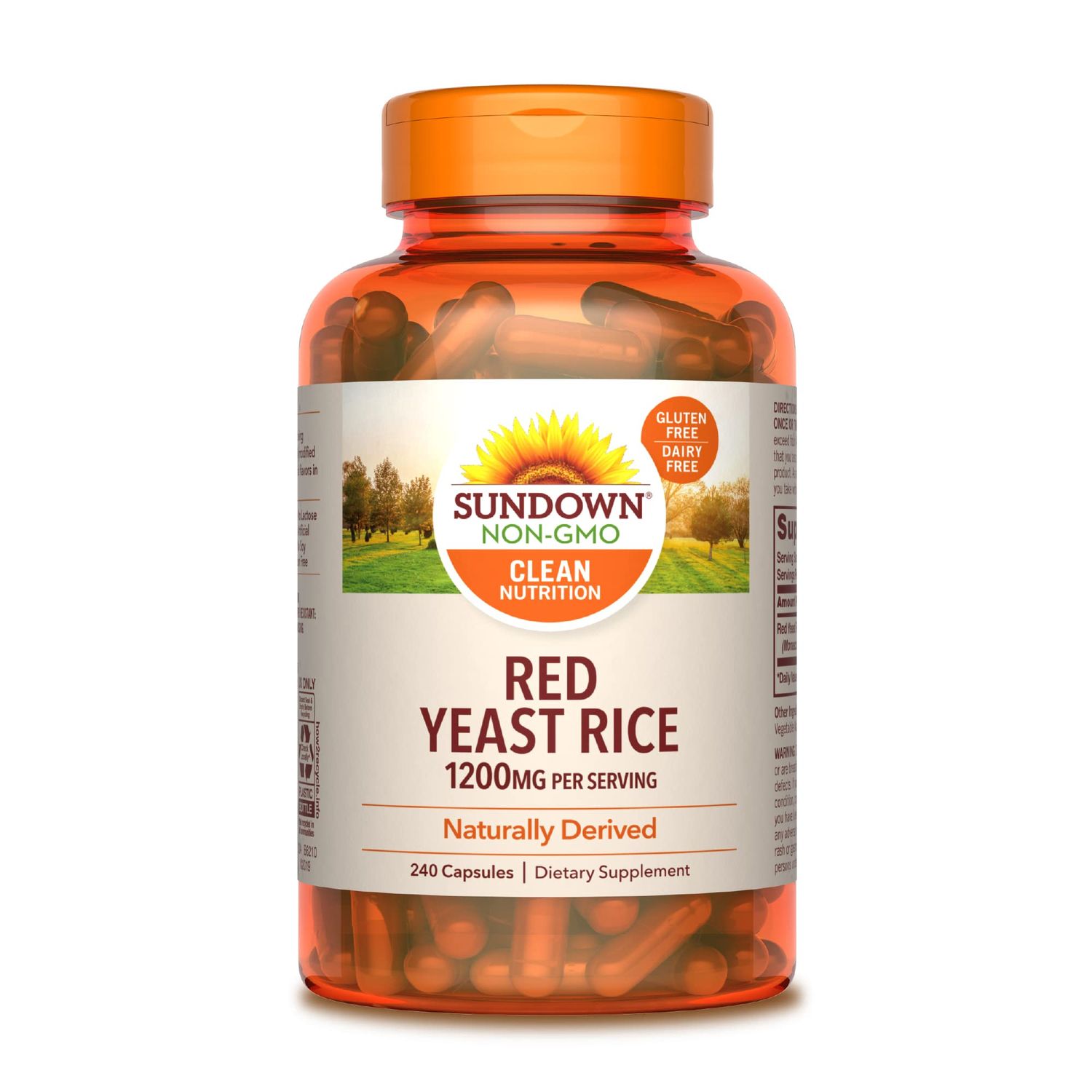 Sundown Red Yeast Rice 1200 mg, Naturally Derived, 240 Capsules (Packaging May Vary)