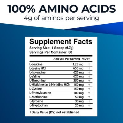 Ultimate Amino Complex Powder (Berry Flavor, 30 Servings, 4g Each) All 9 Essential Amino Acids Supplement with Cystine & Tyrosine - 2:1:1 BCAA Ratio - Energy, Lean Muscle & Recovery - Vegan & Non-GMO