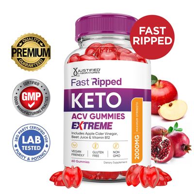 Fast Ripped Keto ACV Gummies Extreme 2000MG Fast Ripped Keto Gummies Apple Cider Vinegar Formulated with Pomegranate Beet Juice Powder B12 Vegan Non GMO 60 Gummys