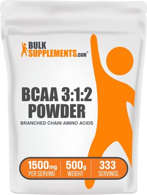 BulkSupplements.com BCAA 3:1:2 Powder - BCAA Supplements, BCAA Powder, Branched Chain Amino Acids - Unflavored &amp; Gluten Free, 1500mg per Serving, 500g (1.1 lbs) (Pack of 1)