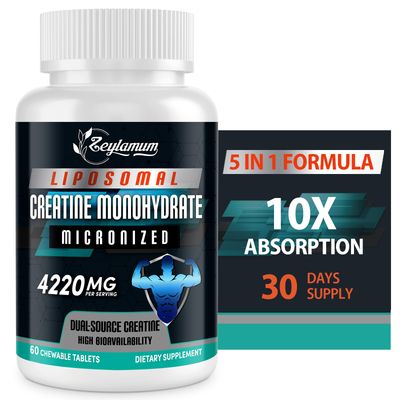Zeylamum Creatine Chews Tablets for Men &amp; Women, 4220 Mg Chewable Creatine Monohydrate for Energy, Faster Recovery, Strength, Superior Absorption with Liposomal &amp; Micronized, Non-GMO, 30 Servings