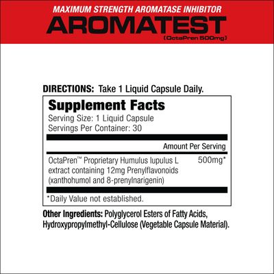 MuscleMeds AROMATEST Testosterone Booster & Aromatase Inhibitor, Lowers Estrogen, Supports Muscle Building & Strength, Anti-Aging Hormone Replacement for Men, 30 Liquid caps
