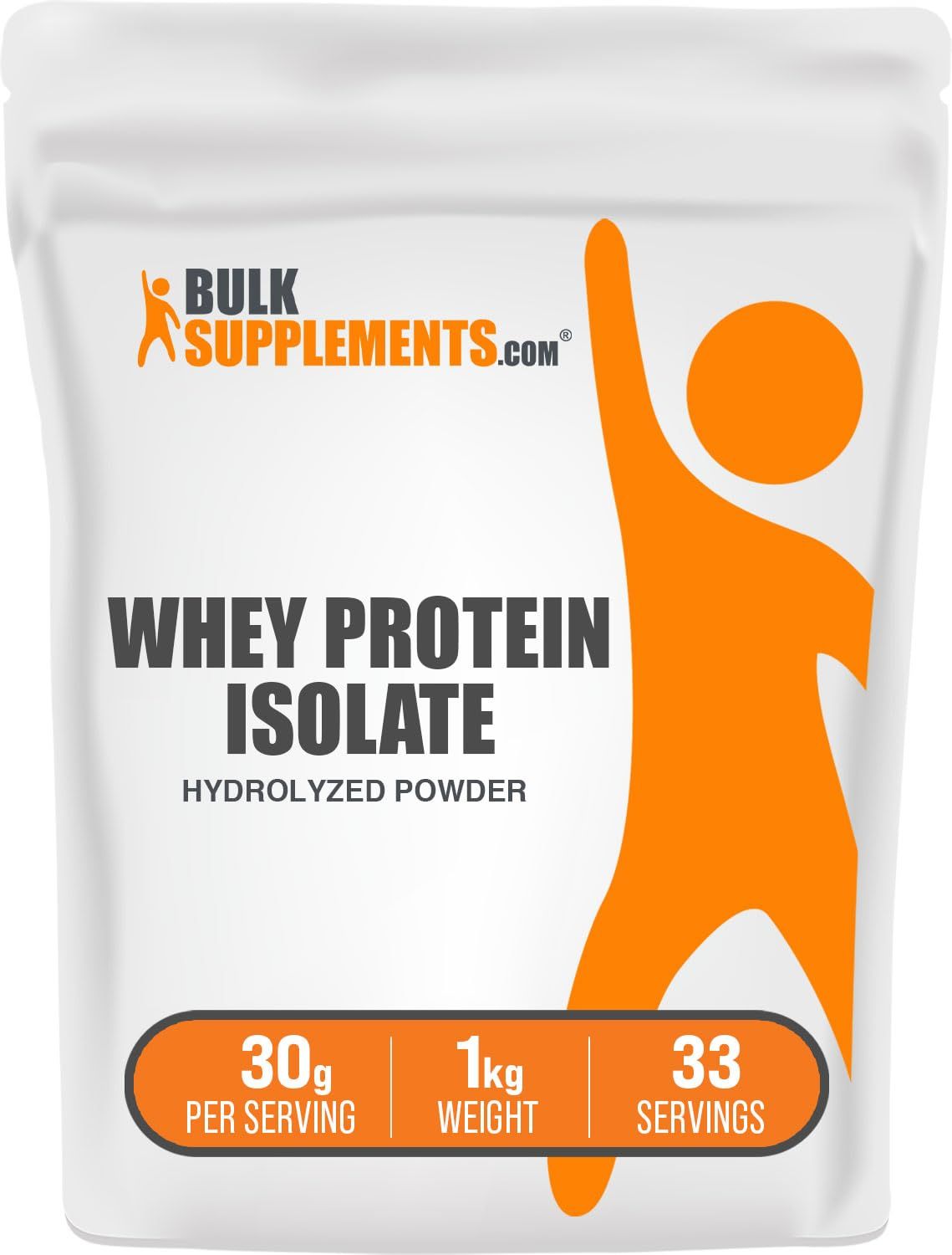 BulkSupplements.com Hydrolzyed Whey Protein Isolate Powder - Unflavored Whey Protein Powder, Plain Protein Powder - Gluten Free, 30g per Serving, 1kg (2.2 lbs) (Pack of 1)