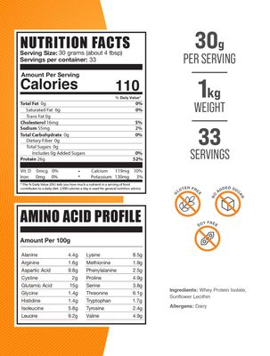 BulkSupplements.com Hydrolzyed Whey Protein Isolate Powder - Unflavored Whey Protein Powder, Plain Protein Powder - Gluten Free, 30g per Serving, 1kg (2.2 lbs) (Pack of 1)
