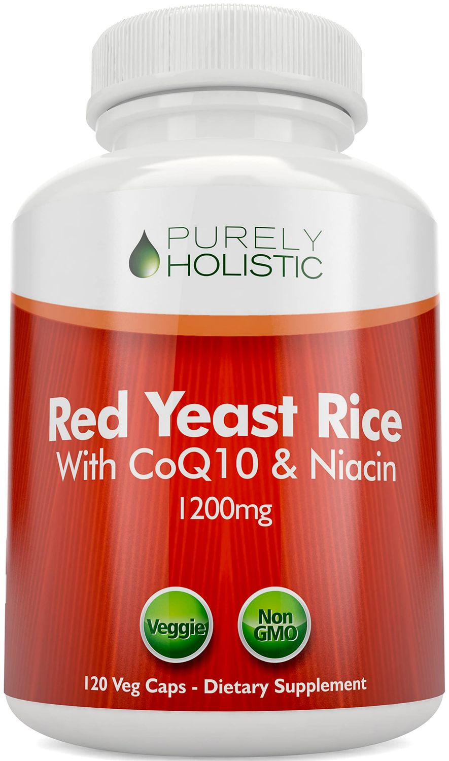 Red Yeast Rice 1200mg with CoQ10 &amp; Flush Free Niacin 120 Vegetarian Capsules - Non Irradiated, Citrinin Free
